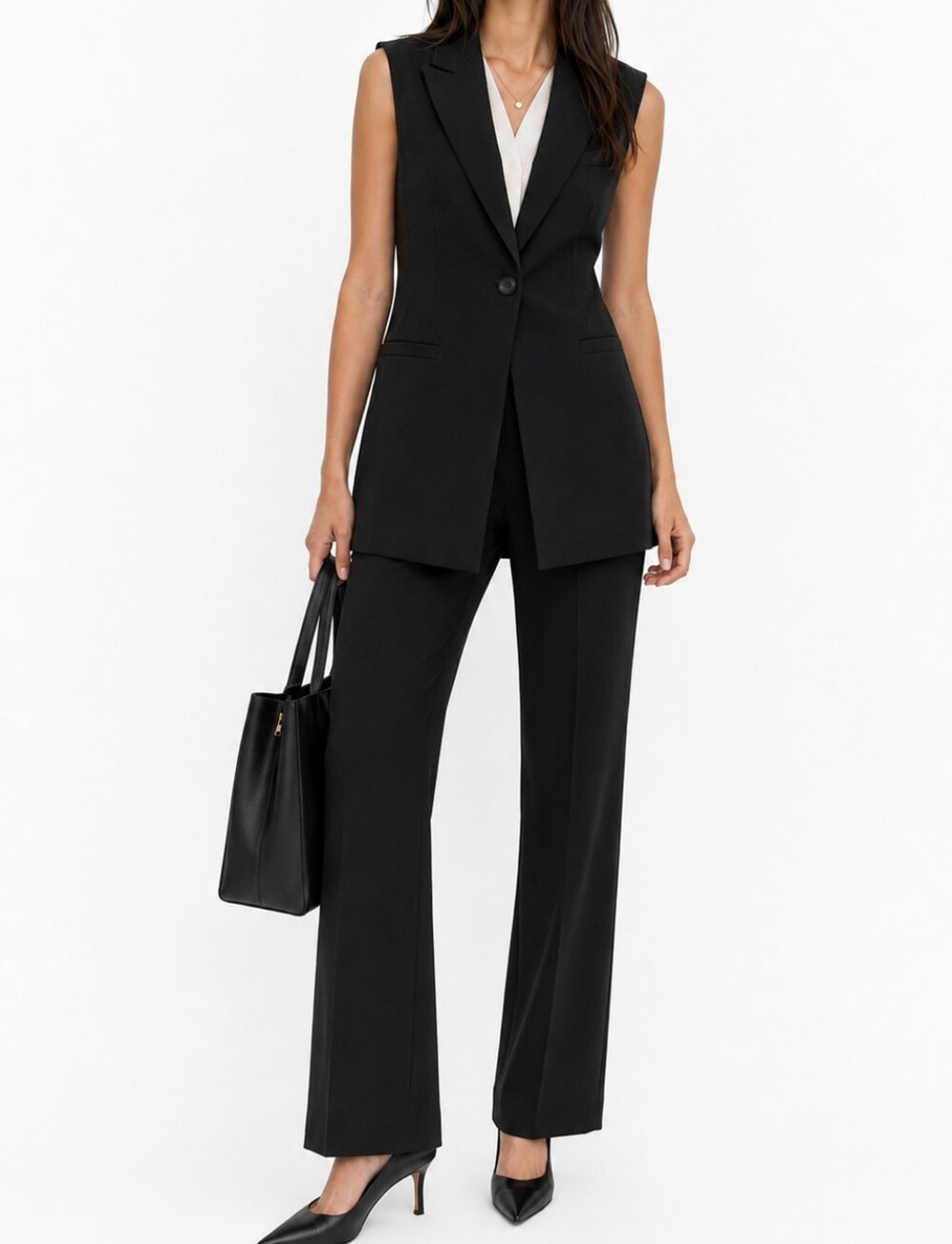 New $199 Talbots Long Single Button Black Blazer Vest Size 2 NEW